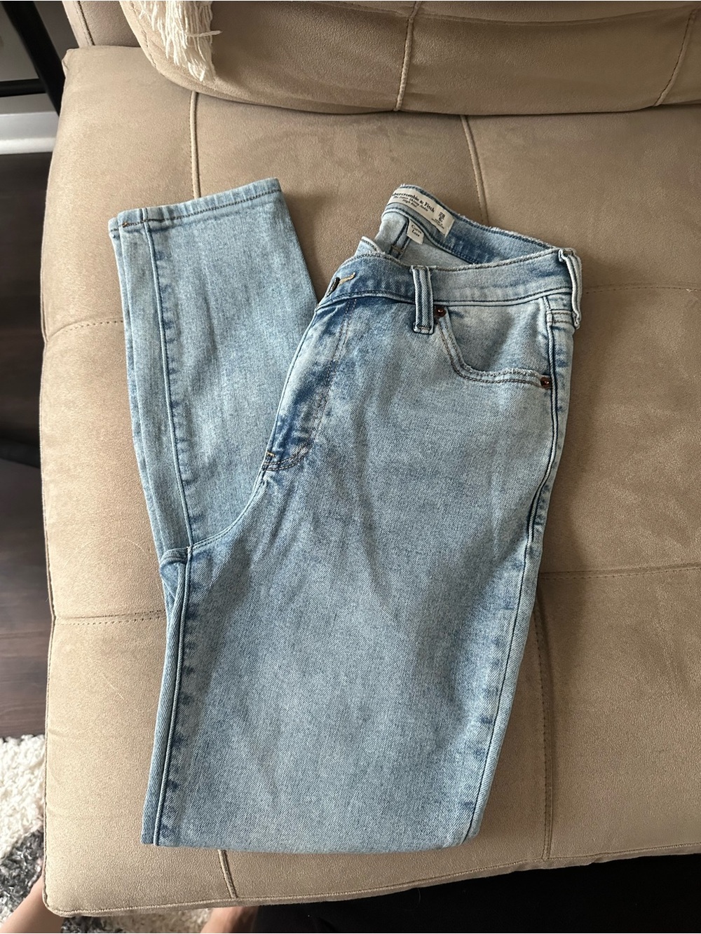 Abercrombie & Fitch High Ride Light Blue Super Skinny Ankle Jeans